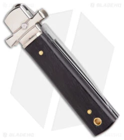 AGA 6" Lever Lock Automatic Italian Knife Ebony W/Cross Bolsters (2.5" Polish) 8 AGA 6" Lever Lock Automatic Italian Knife Ebony W/Cross Bolsters (2.5" Polish) -Sharp Knives World AGA 6in LL Ebony Wood Auto Cross Bolsters Satin BHQ 177247 jr side