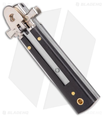 AGA 6" Lever Lock Automatic Italian Knife Ebony W/Cross Bolsters (2.5" Polish) 4 AGA 6" Lever Lock Automatic Italian Knife Ebony W/Cross Bolsters (2.5" Polish) - Image 2