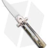 AGA 6" Lever Lock Automatic Italian Knife Horn W/Cross Bolsters (2.5" Satin) 2 AGA 6" Lever Lock Automatic Italian Knife Horn W/Cross Bolsters (2.5" Satin) -Sharp Knives World AGA 6in LL Horn Auto Cross Bolsters Satin BHQ 177246 jr