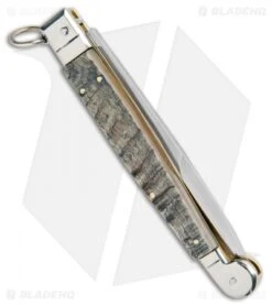 AGA Campolin 9" Sicilian Ring Pull Automatic Ram Horn (4.1" Satin Bayo) -Sharp Knives World AGA Camplin 9in Sicilian Ring Pull Auto Ram Horn Satin Bayo BHQ 100997 jr side