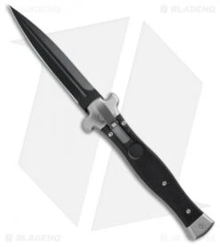 AGA Campolin Zero Dagger Leverlock Automatic Knife Black G-10 (3.75" Black)