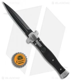 AGA Campolin Zero Dagger Leverlock Automatic Knife Black G-10 (3.75" Black) -Sharp Knives World AGA Campoliln Zero Dagger LL Black G 10 Black AGA01N ND BHQ 72185 jr bottlecap