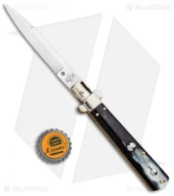 AGA Campolin 10" Frosolone Bayonet Stiletto Knife Brazilian Horn (4.5" Polish) 10 AGA Campolin 10" Frosolone Bayonet Stiletto Knife Brazilian Horn (4.5" Polish) -Sharp Knives World AGA Campolin 10in Brazilian Horn Frosolone Stiletto Auto Bayo GX 29289 jr bottlecap