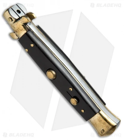 AGA Campolin 10" Italian Stiletto Picklock Automatic Brass/Ebony (4.5" Bayonet) 4 AGA Campolin 10" Italian Stiletto Picklock Automatic Brass/Ebony (4.5" Bayonet) - Image 2