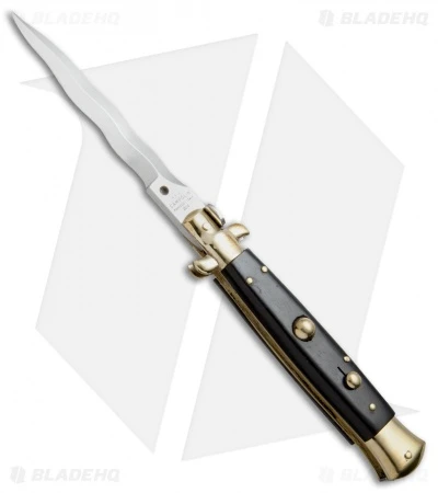 AGA Campolin 10" Italian Stiletto Picklock Automatic Brass/Ebony (4.5" Kriss) 3 AGA Campolin 10" Italian Stiletto Picklock Automatic Brass/Ebony (4.5" Kriss)