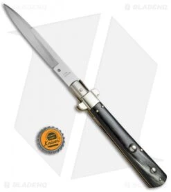 AGA Campolin 11" Frosolone Pick Lock Stiletto Automatic Knife (5" Satin) -Sharp Knives World AGA Campolin 11in Frosolone Pick Lock Stiletto Brazilian Horn BHQ 23370 jr bottlecap