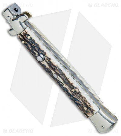 AGA Campolin 11" Picklock Automatic Italian Stiletto Stag (5" Satin) 2017 4 AGA Campolin 11" Picklock Automatic Italian Stiletto Stag (5" Satin) 2017 - Image 2