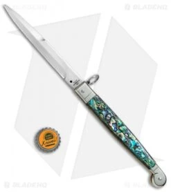 AGA Campolin 9" Sicilian Ring Pull Automatic Knife Abalone (5.5" Satin Bayo) -Sharp Knives World AGA Campolin 12in Sicilian Lever Lock Ring Pull Abalone Bayonet BP 27798 jr bottlecap