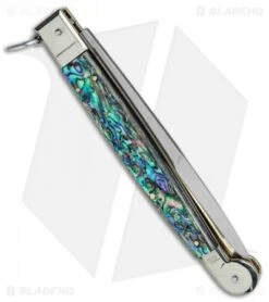 AGA Campolin 9" Sicilian Ring Pull Automatic Knife Abalone (5.5" Satin Bayo) -Sharp Knives World AGA Campolin 12in Sicilian Lever Lock Ring Pull Abalone Bayonet BP 27798 jr side
