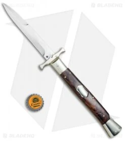 AGA Campolin 13" Bat Swinguard Automatic Cocobolo (5.75" Satin Bayonet) -Sharp Knives World AGA Campolin 13in Bat Swinguard Auto Cocobolo Satin Bayo BHQ 77552 jr bottlecap