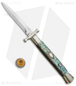 AGA Campolin 13" Bat Swinguard Diamond Automatic Knife Abalone (5.75" Dagger) -Sharp Knives World AGA Campolin 13in Bat Swinguard Diamond Abalone Dagger BHQ 71954 jr bottlecap