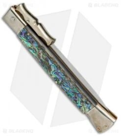 AGA Campolin 13" Bat Swinguard Diamond Automatic Knife Abalone (5.75" Dagger) -Sharp Knives World AGA Campolin 13in Bat Swinguard Diamond Abalone Dagger BHQ 71954 jr side
