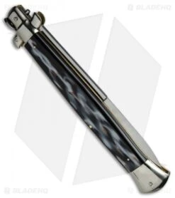 AGA Campolin 18" Italian Stiletto Automatic Knife Sim Horn (8" Satin Bayonet) -Sharp Knives World AGA Campolin 18in Stiletto Bayo Sim Horn BP 19241 jr side