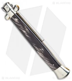 AGA Campolin 18" Italian Stiletto Knife Dark Horn (8" Satin Bayonet) 8 AGA Campolin 18" Italian Stiletto Knife Dark Horn (8" Satin Bayonet) -Sharp Knives World AGA Campolin 18in Stiletto Dark Horn Satin Bayo BHQ 104096 jr side