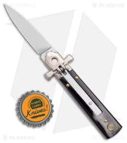 AGA Campolin 6" Dominus Leverlock Automatic Knife Horn (2.5" Satin) -Sharp Knives World AGA Campolin 6in Dominus LL Auto Horn Satin BHQ 178781 jr bottlecap
