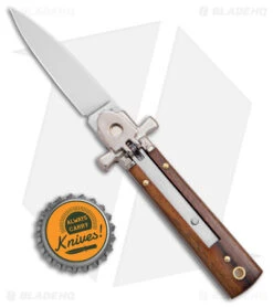 AGA Campolin 6" Dominus Leverlock Automatic Knife Wood (2.5" Satin) -Sharp Knives World AGA Campolin 6in Dominus LL Auto Wood Satin BHQ 178780 jr bottlecap