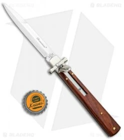 AGA Campolin 9" Dominus Leverlock Automatic Knife Cocobolo (4" Satin) -Sharp Knives World AGA Campolin 9in Dominus LL Auto Wood Satin GO DOM23 CW BHQ 97994 jr bottlecap