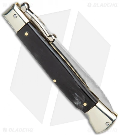 AGA Campolin 9" Italian Stiletto Swinguard Bayonet Automatic Knife Dark Horn 5 AGA Campolin 9" Italian Stiletto Swinguard Bayonet Automatic Knife Dark Horn - Image 3