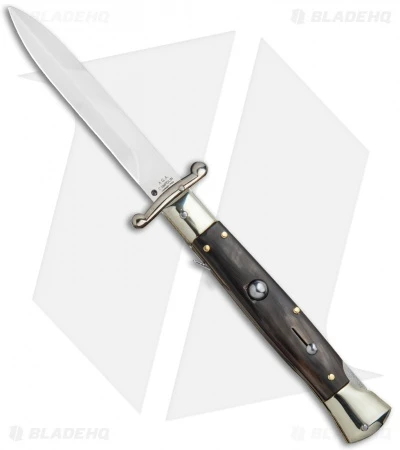 AGA Campolin 9" Italian Stiletto Swinguard Bayonet Automatic Knife Dark Horn 3 AGA Campolin 9" Italian Stiletto Swinguard Bayonet Automatic Knife Dark Horn