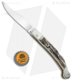 AGA Campolin 9" Sahara Italian Stiletto Lockback Automatic Stag (3.8" Mirror) -Sharp Knives World AGA Campolin 9in Sahara Italian Stiletto LB Stag Mirror BHQ 74051 jr bottlecap 2