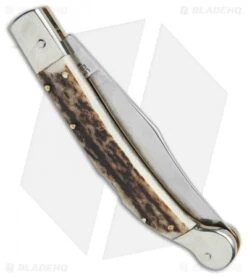 AGA Campolin 9" Sahara Italian Stiletto Lockback Automatic Stag (3.8" Mirror) -Sharp Knives World AGA Campolin 9in Sahara Italian Stiletto LB Stag Mirror BHQ 74051 jr side