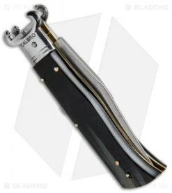 AGA Campolin 7.5" Calibro Automatic Knife Brazilian Horn (3.4" Satin) -Sharp Knives World AGA Campolin Brazilian Horn Calibro Humpback BP 18159 jr side