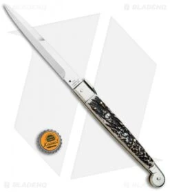 A.G.A. Campolin 12" Sicilian Picklock Bayo Automatic Knife Stag (5.5" Satin) -Sharp Knives World AGA Campolin Brazilian Stag Sicilian Picklock Bayo BP 16455 jr bottlecap