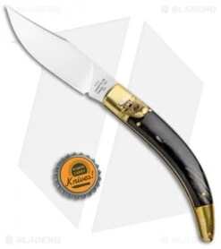 AGA Campolin Diana Lever Lock Automatic Brass Dark Horn (3.75" Satin) -Sharp Knives World AGA Campolin Diana LL Auto Brass Dark Horn Satin BHQ 135443 jr bottlecap