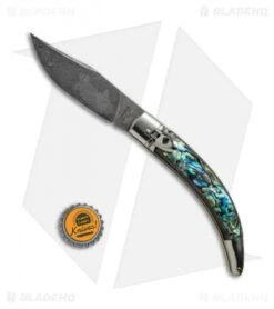 AGA Campolin Diana Lever Lock Automatic Knife Abalone (3.75" Damascus) -Sharp Knives World AGA Campolin Diana LL Damascus Abalone BHQ 67442 jr bottlecap