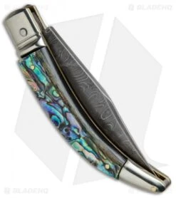 AGA Campolin Diana Lever Lock Automatic Knife Abalone (3.75" Damascus) -Sharp Knives World AGA Campolin Diana LL Damascus Abalone BHQ 67442 jr side