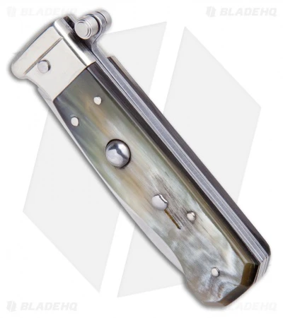 AGA Campolin Piccolo Italian Stiletto Automatic Knife Brazilian Horn(2.8" Satin) 4 AGA Campolin Piccolo Italian Stiletto Automatic Knife Brazilian Horn(2.8" Satin) - Image 2