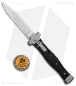 AGA Campolin Zero Bayo Leverlock Automatic Knife Carbon Fiber (3.75" Satin) -Sharp Knives World AGA Campolin Zero CF LL Bayo BP 30461 jr bottlecap