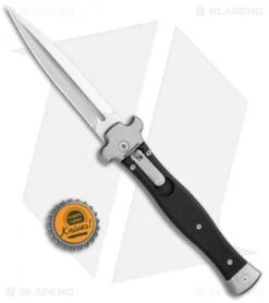 AGA Campolin Zero Dagger Leverlock Automatic Knife Black G-10 (3.75" Satin) -Sharp Knives World AGA Campolin Zero Dagger LL Auto Black G 10 Satin AGA01N SD BHQ 74035 jr bottlecap