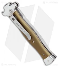 AGA Campolin Zero Dagger Leverlock Automatic Knife Green Aluminum (3.75" Satin) 8 AGA Campolin Zero Dagger Leverlock Automatic Knife Green Aluminum (3.75" Satin) -Sharp Knives World AGA Campolin Zero Dagger LL Auto Green Alum Satin AGA01ALOD LD BHQ 99415 jr side