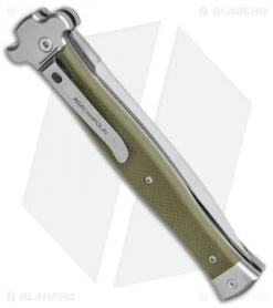 AGA Campolin Zero+ Dagger Leverlock Automatic Green G-10 (4.5" Satin M390) -Sharp Knives World AGA Campolin Zero Dagger LL Auto Green G 10 Satin BHQ 134844 jr side