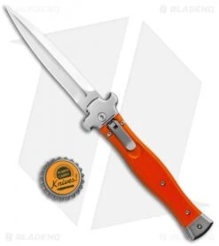 AGA Campolin Zero Dagger Leverlock Automatic Knife Orange G-10 (3.75" Satin) -Sharp Knives World AGA Campolin Zero Dagger Leverlock Auto Orange G 10 Satin AGA01O SD BHQ 94617 jr bottlecap