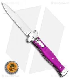 AGA Campolin Zero Italian Leverlock Automatic Knife Violet G-10 (3.75" Tumbled) -Sharp Knives World AGA Campolin Zero Dagger Leverlock Automatic Knife Black G 10 3.75in Satin AGA01N SD BHQ 74035 LS Bottlecap 2