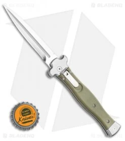AGA Campolin Zero Dagger Leverlock Auto Knife G-10 Green (3.75" Satin) -Sharp Knives World AGA Campolin Zero Dagger Leverlock Automatic Knife G10 Grn Coated 3.75 Polish BHQ 115850 LS Bottlecap