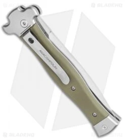 AGA Campolin Zero Dagger Leverlock Auto Knife G-10 Green (3.75" Satin) -Sharp Knives World AGA Campolin Zero Dagger Leverlock Automatic Knife G10 Grn Coated 3.75 Polish BHQ 115850 LS Side