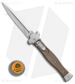 AGA Campolin Zero Dagger Leverlock Automatic Knife Brown G-10 (3.75" Satin) -Sharp Knives World AGA Campolin Zero Dagger leverlock brown G10 satin BHQ 74942 er bottlecap