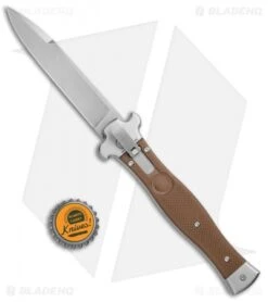 AGA Campolin Zero Italian Leverlock Automatic Knife Brown G-10 (3.75" Satin) -Sharp Knives World AGA Campolin Zero G 10 Brown SW AGA01M SB BP 20044 jr bottlecap
