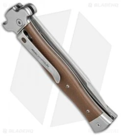AGA Campolin Zero Italian Leverlock Automatic Knife Brown G-10 (3.75" Satin) -Sharp Knives World AGA Campolin Zero G 10 Brown SW AGA01M SB BP 20044 jr side