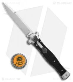 AGA Campolin Zero Italian Leverlock Automatic Knife Black G-10 (3.75" SW) -Sharp Knives World AGA Campolin Zero Italian LL Black G 10 Satin AGA01N SWB BHQ 74949 jr bottlecap