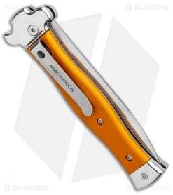 AGA Campolin Zero Italian Leverlock Automatic Knife Orange Al (3.75" Tumbled) -Sharp Knives World AGA Campolin Zero Italian LL Orange Aluminum Tumbled AGA01ALO LB BHQ 97990 jr side