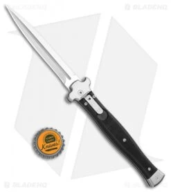 AGA Campolin Zero+ Italian Leverlock Automatic Knife Black G-10 (4.5"STN Dagger) -Sharp Knives World AGA Campolin Zero Plus Italian LL Auto Black G 10 Dagger BHQ 110616 jr bottlecap