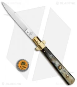 AGA Campolin 11" Frosolone Bayonet Stiletto Automatic Brazilian/Brass (5" Satin) -Sharp Knives World AGA Frosolone Brazilian Brass 11in Bayo BP 29290 jr bottlecap