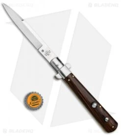 AGA Campolin 11" Frosolone Bayonet Stiletto Automatic Knife Cocobolo (5" Satin) -Sharp Knives World AGA Frosolone Cocobolo Nickel 11in Bayo BP 29292 jr bottlecap