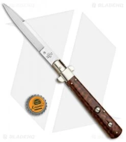 AGA Campolin 11" Frosolone Bayonet Stiletto Automatic Snake Wood (5" Satin) 11 AGA Campolin 11" Frosolone Bayonet Stiletto Automatic Snake Wood (5" Satin) -Sharp Knives World AGA Frosolone Snake Nickel 11in Bayo BP 29298 jr bottlecap