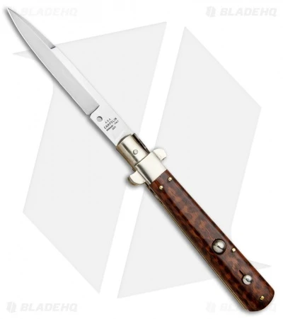 AGA Campolin 11" Frosolone Bayonet Stiletto Automatic Snake Wood (5" Satin) 3 AGA Campolin 11" Frosolone Bayonet Stiletto Automatic Snake Wood (5" Satin)