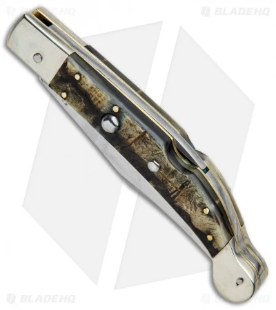 AGA Campolin 9" Sahara Italian Stiletto Automatic Knife Ram Horn (3.8" Mirror) 4 AGA Campolin 9" Sahara Italian Stiletto Automatic Knife Ram Horn (3.8" Mirror) - Image 2